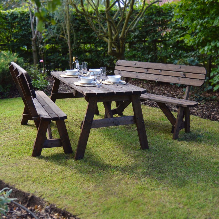 Barleythorpe Rounded Picnic Table And Bench Set Rutland County Garden