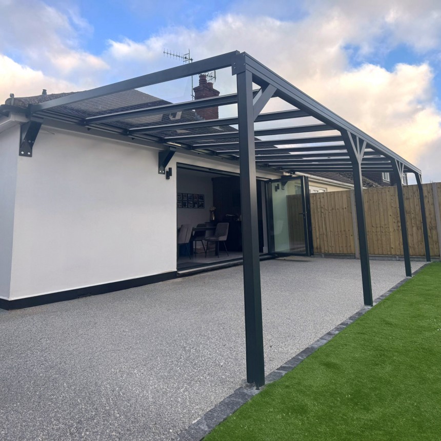 Wall Mounted Aluminium Pergola - 1.5m Depth