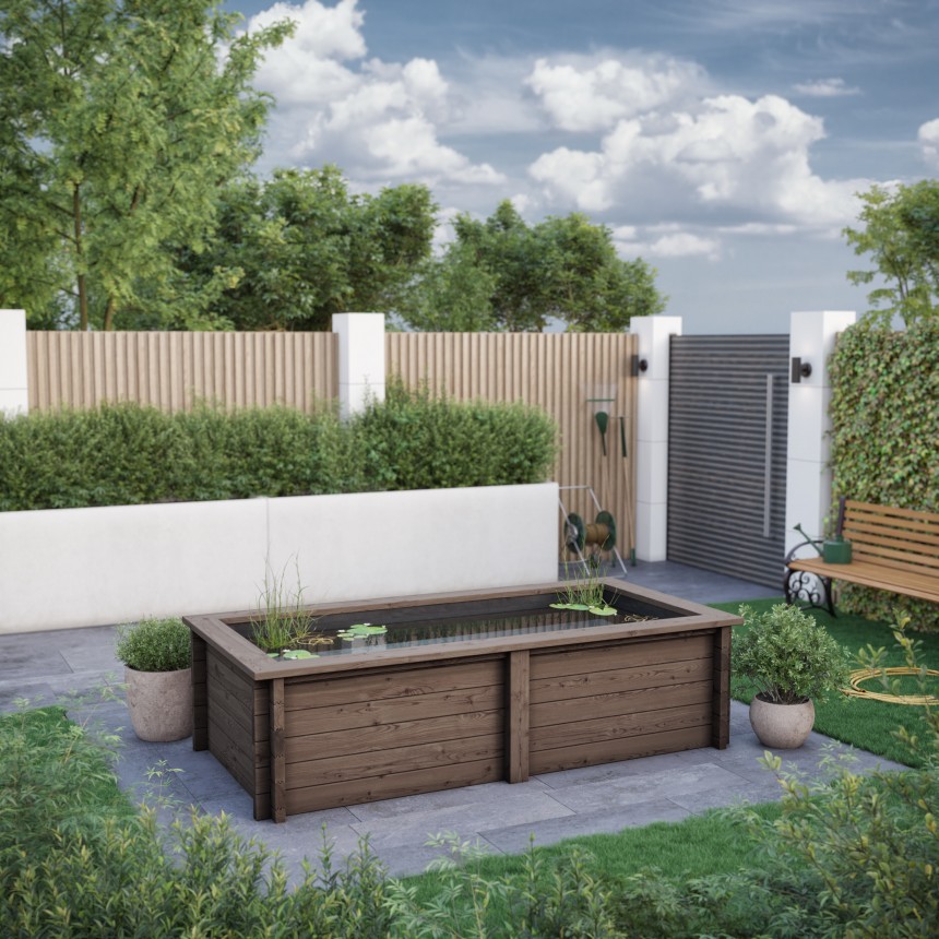 Raised Wooden Pond Rectangular 640mm Height Rutland County Garden