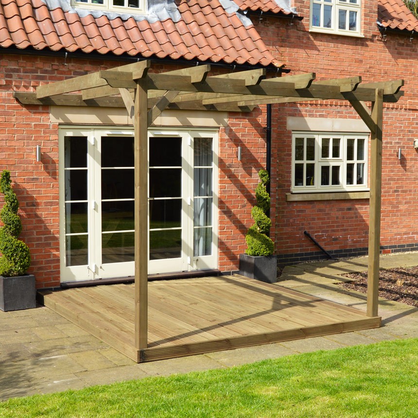 Wall Mounted Garden Pergola and Decking Kit - Rutland Garden Furniture
