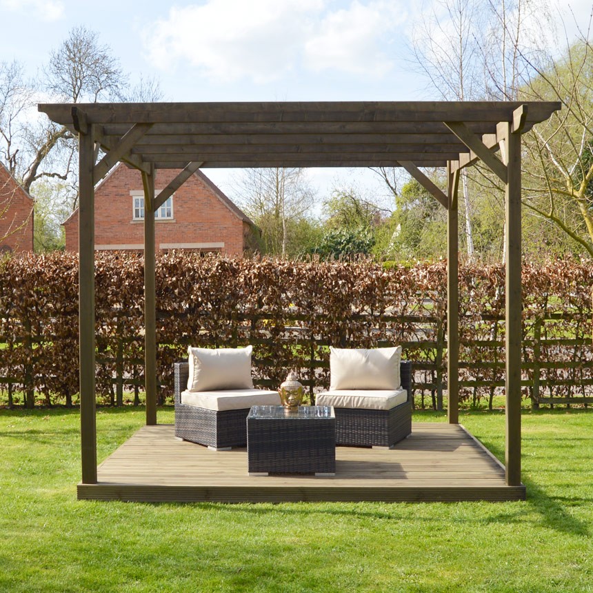Wooden Pergola and Decking Kit Outdoor Garden Structure 5 sizes