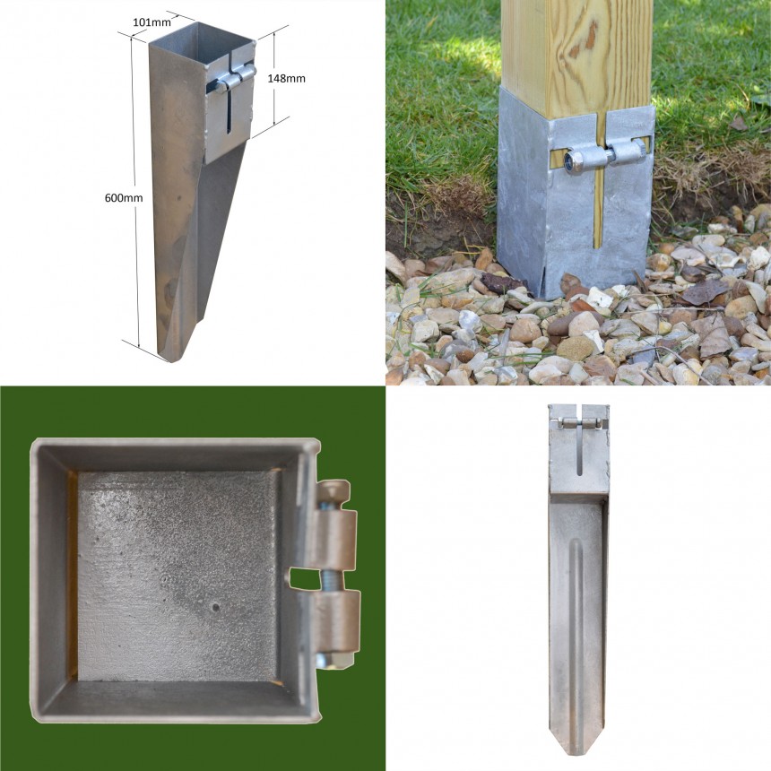 Galvanised Steel Pergola Foot / Post Holders 95mm x 95mm Rutland County Garden Furniture