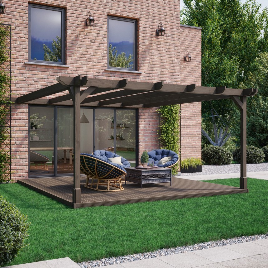 Wall Mounted Double Premium Pergola And Decking Kit